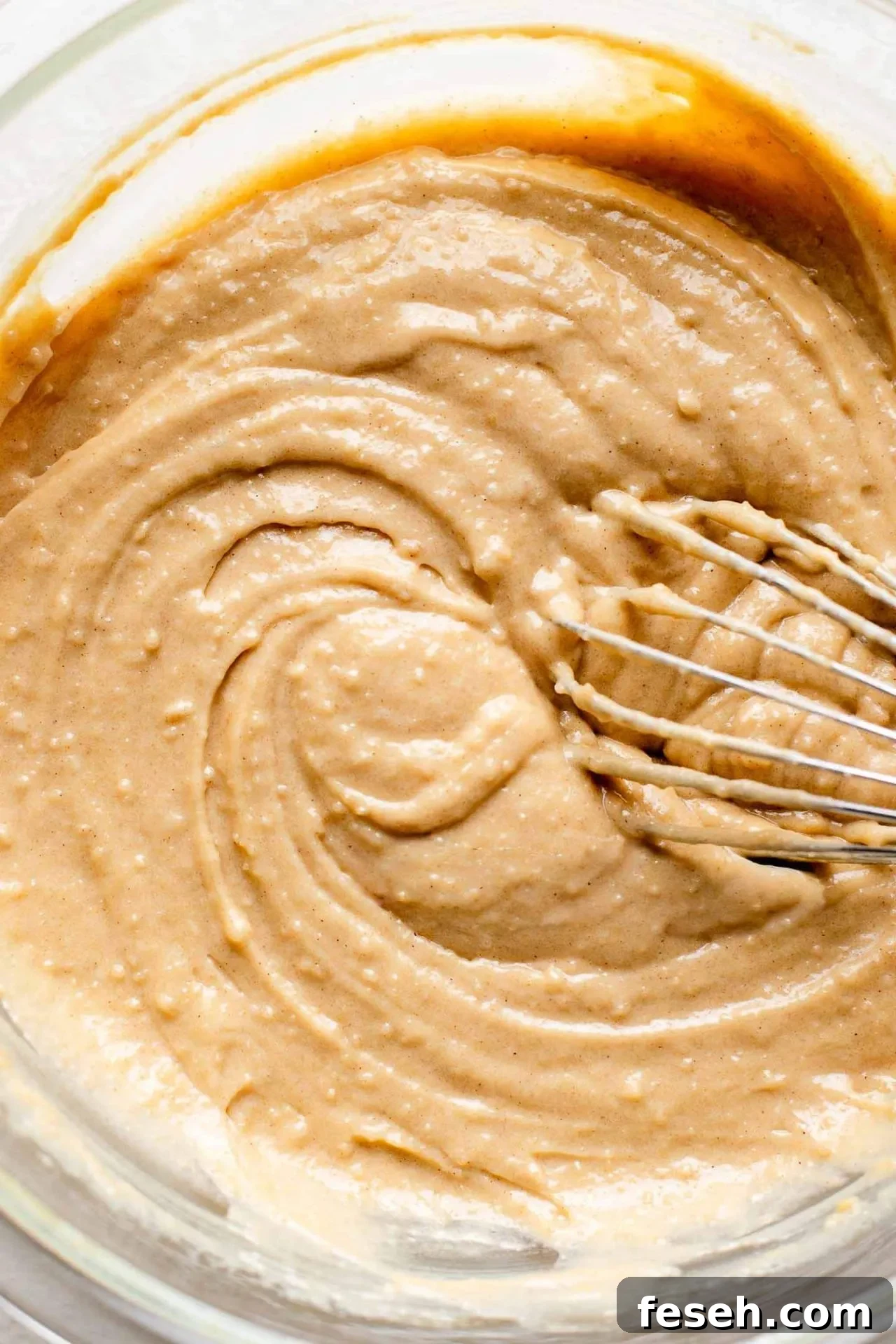 apple crumb muffin batter in bowl