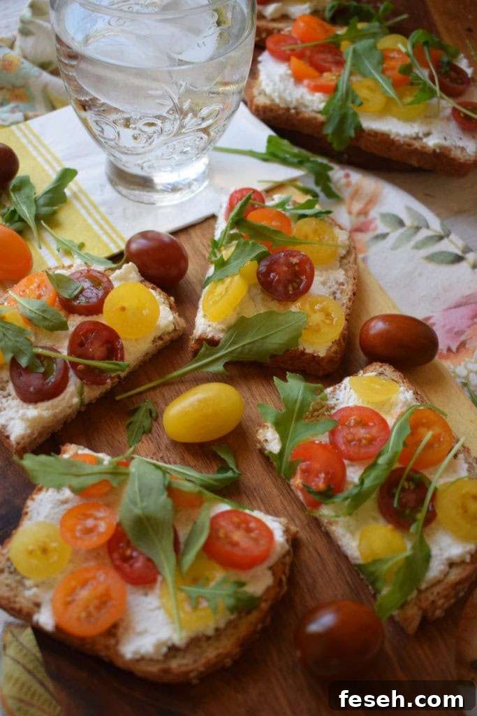 close up of the ricotta and tomato toast recipe