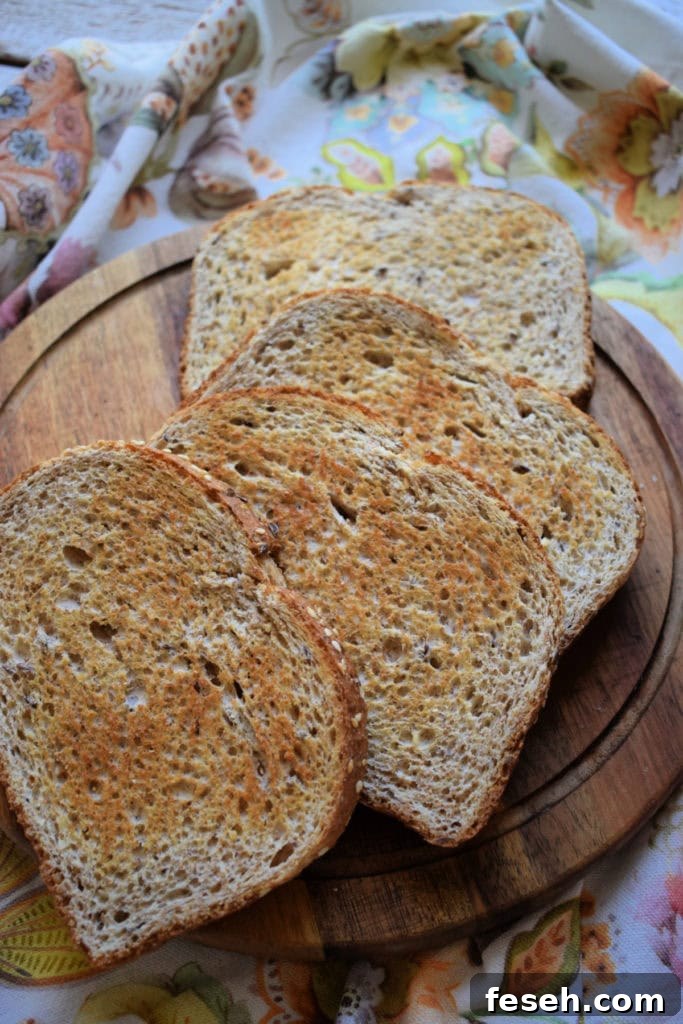 toast on a wooden board to make the ricotta toast