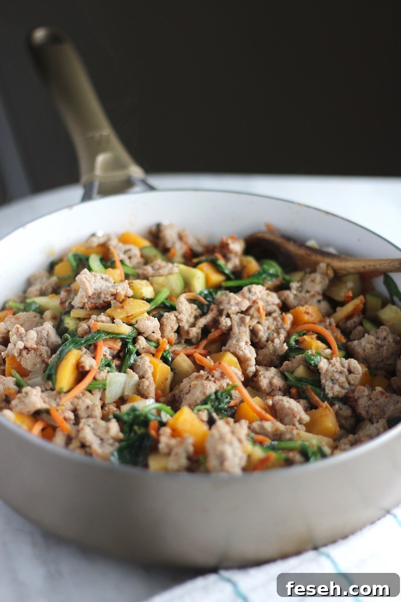 Turkey Apple Breakfast Hash - a paleo, gluten-free, AIP hash that uses butternut squash instead of potatoes! Super healthy and SO good! | fedandfulfilled.com