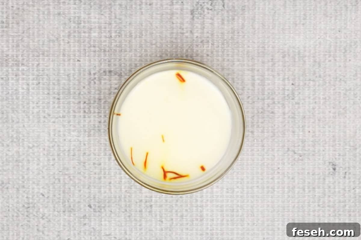 Saffron soaked in milk.