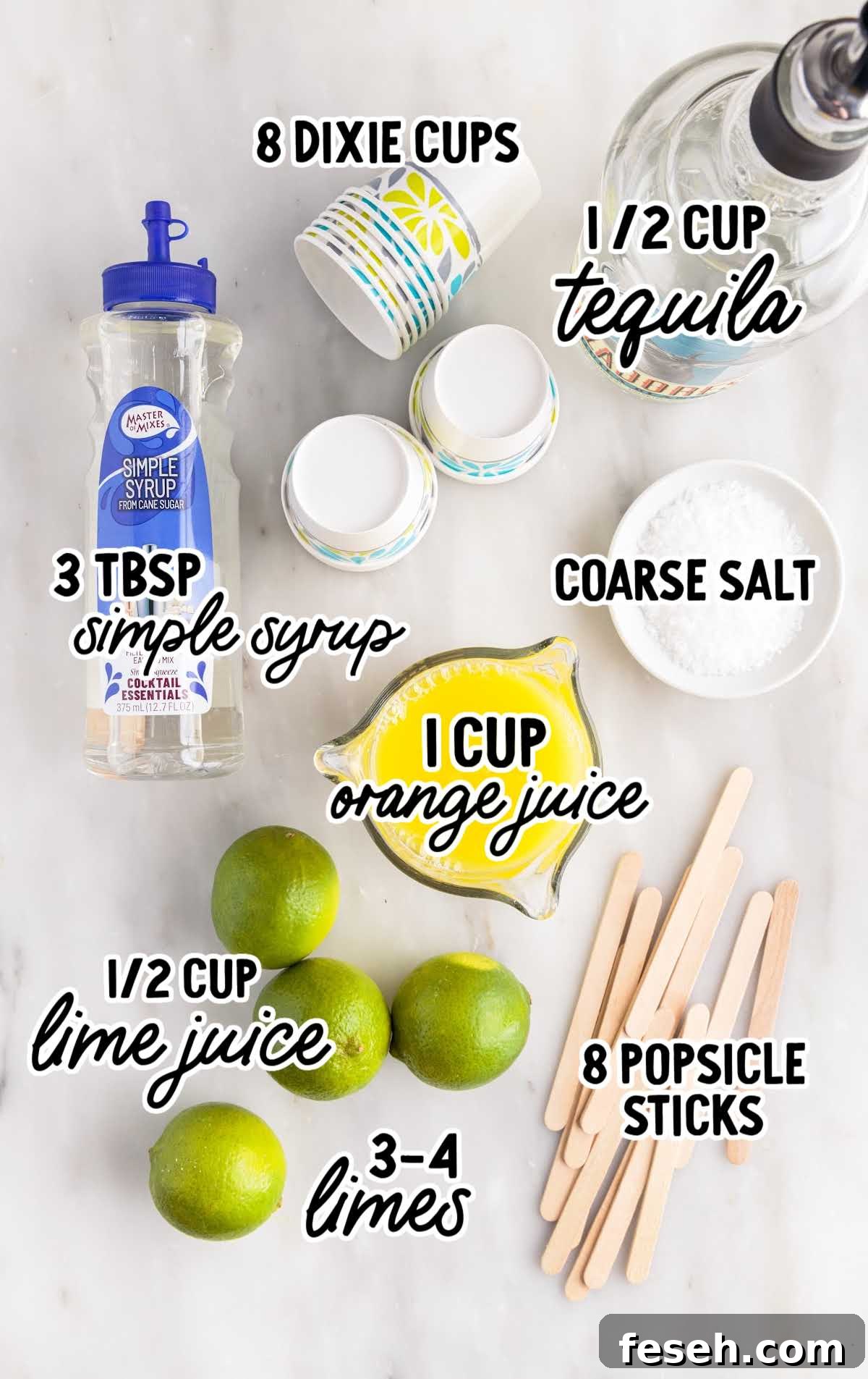 Margarita Popsicles raw ingredients that are labeled
