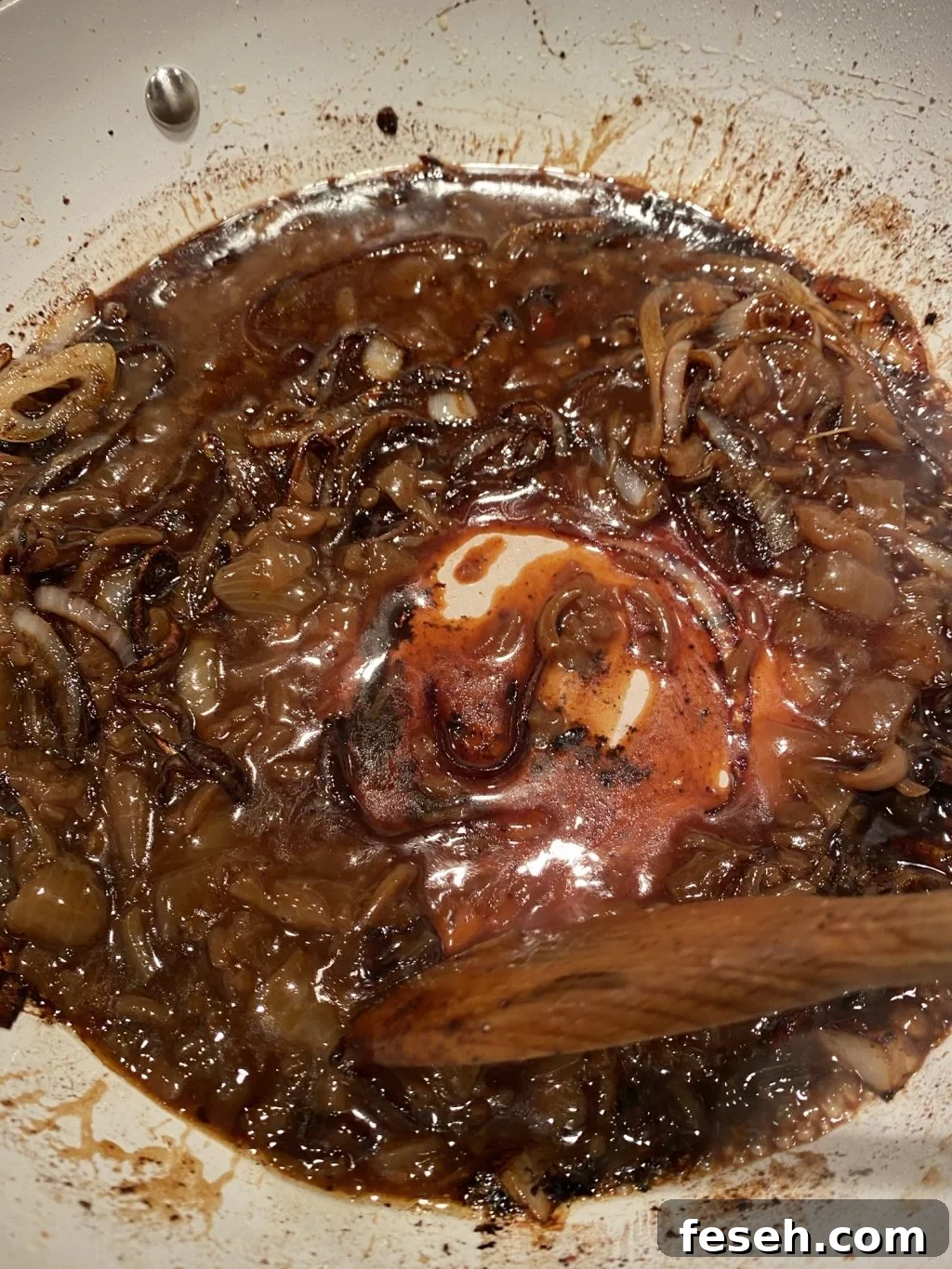 Onions cooking in Gravy Master