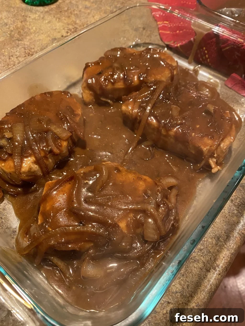 Chops covered in gravy