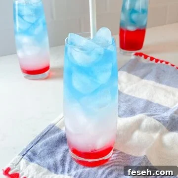 Red white blue layered drink.