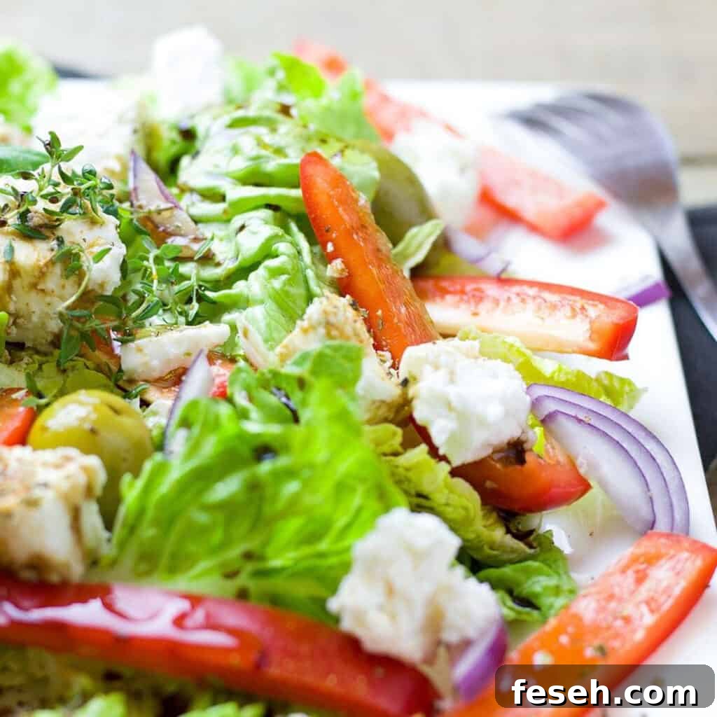 close up of greek salad