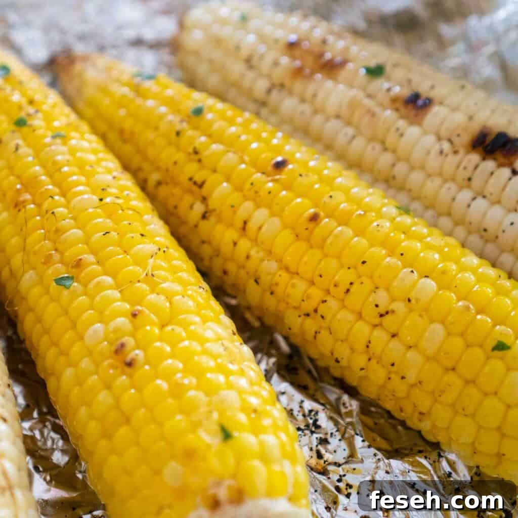 grilled corn on the cob in foil