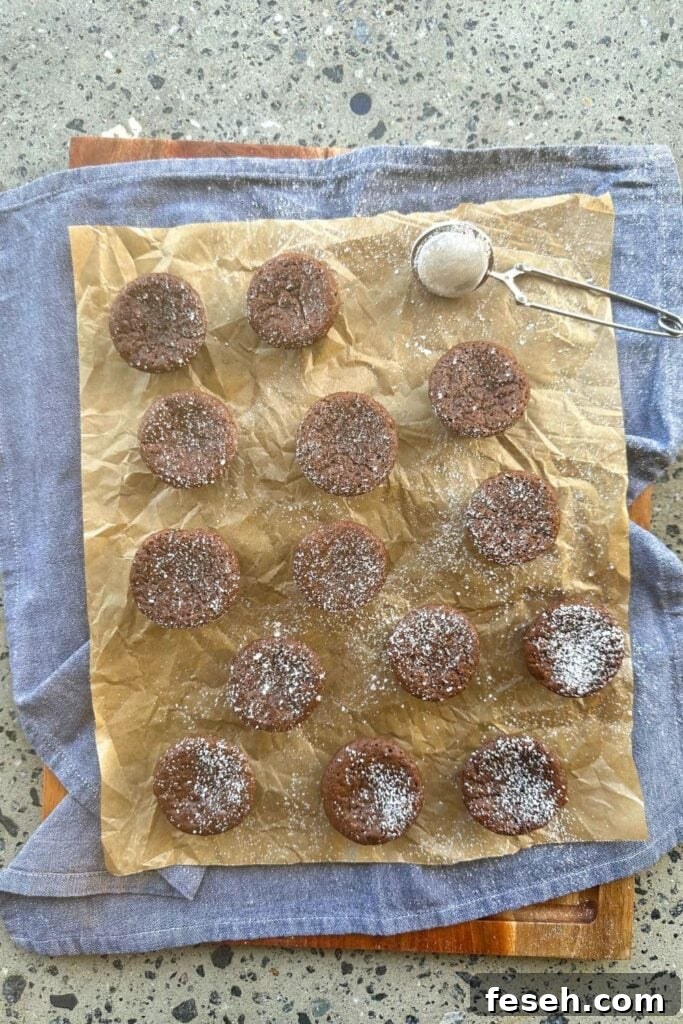 Close-up of brownie bites showing crackly tops.