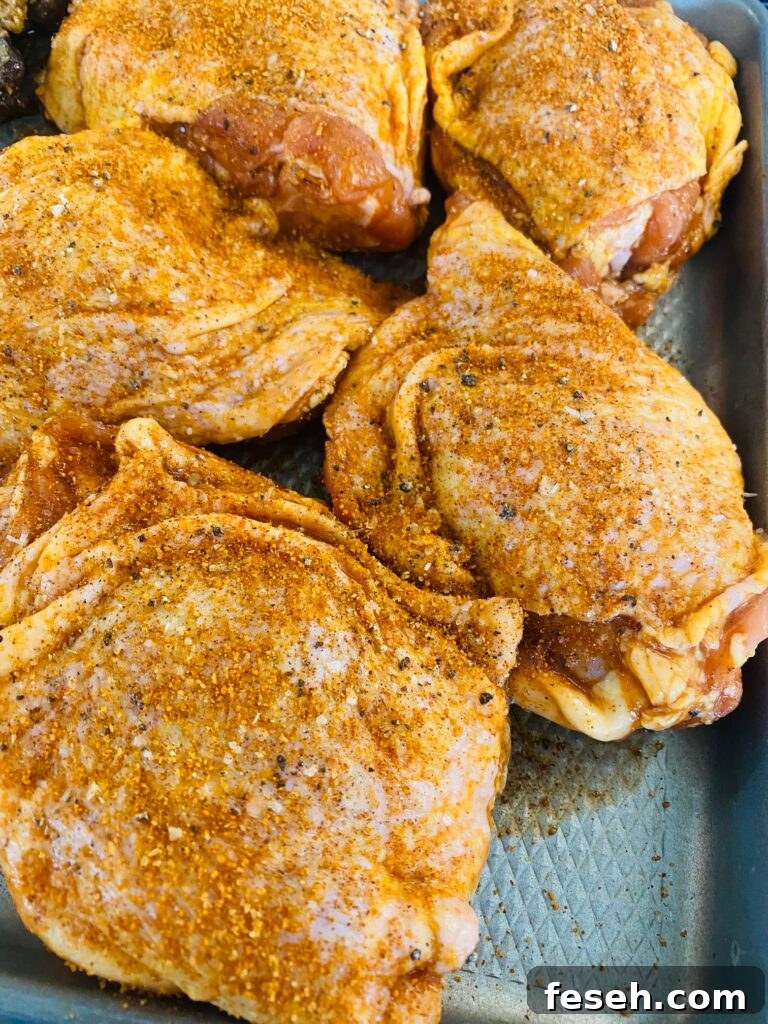 seasoned chicken thighs before cooking