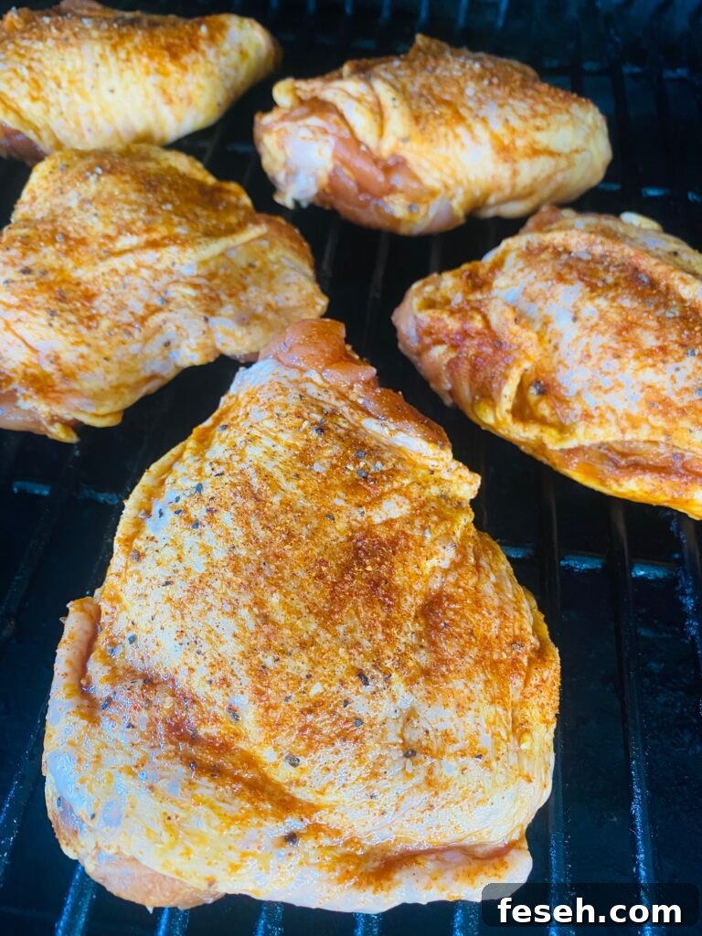 chicken thighs on the smoked before cooking
