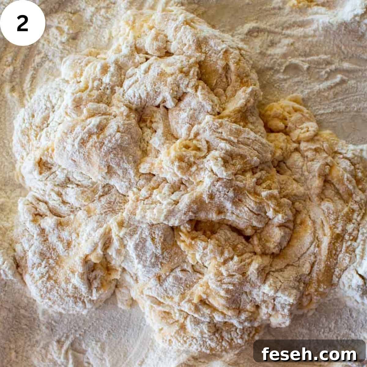 Shaggy egg dough.