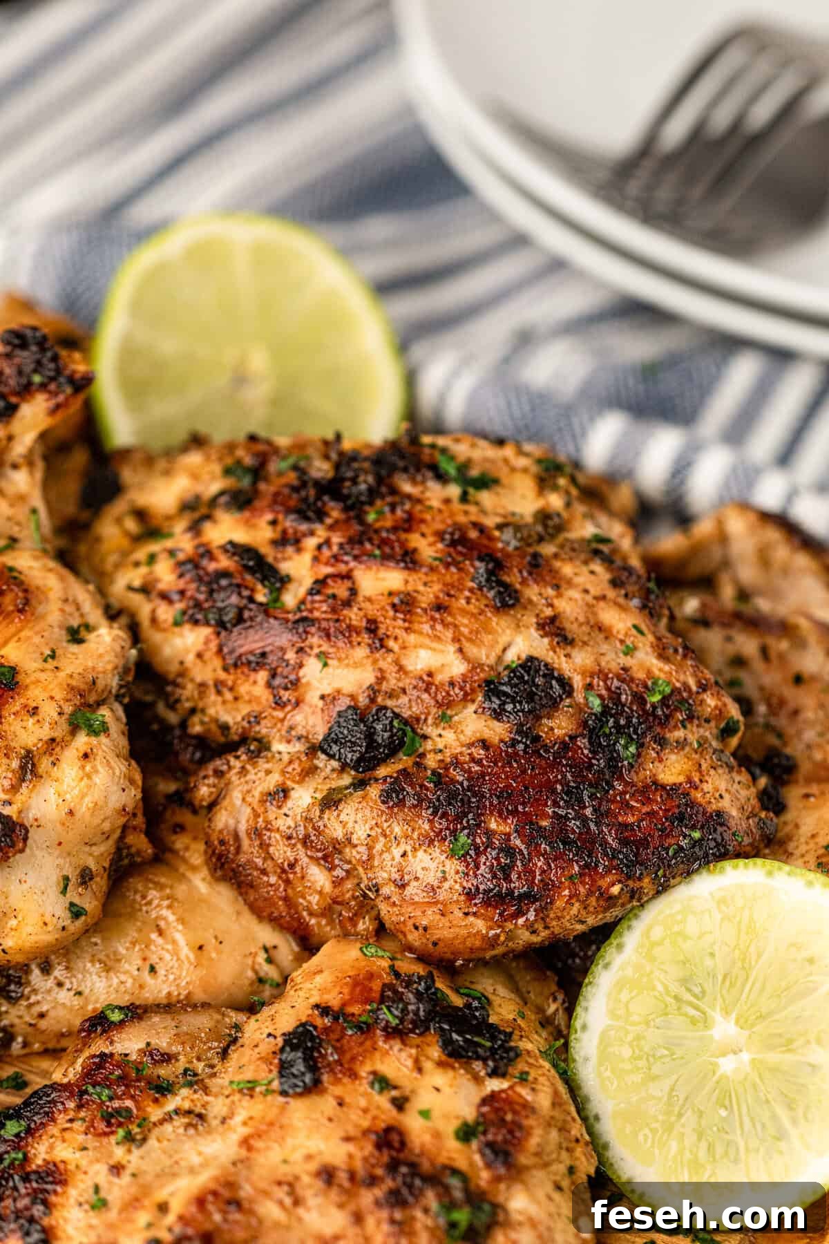 Chicken Asado with fresh lemon and lime slices