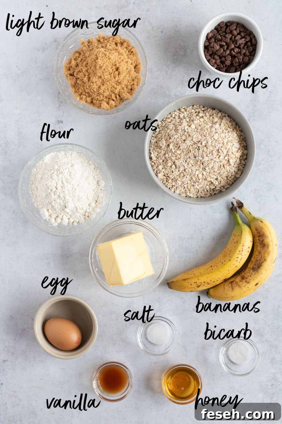 Ingredients for banana oat cookies.