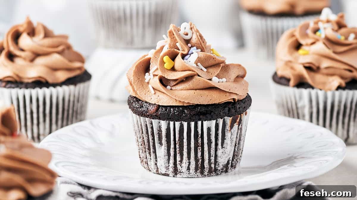Vegan chocolate fig cupcakes with frosting.