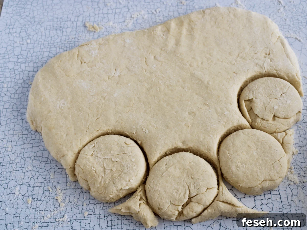 biscuit dough being cut out