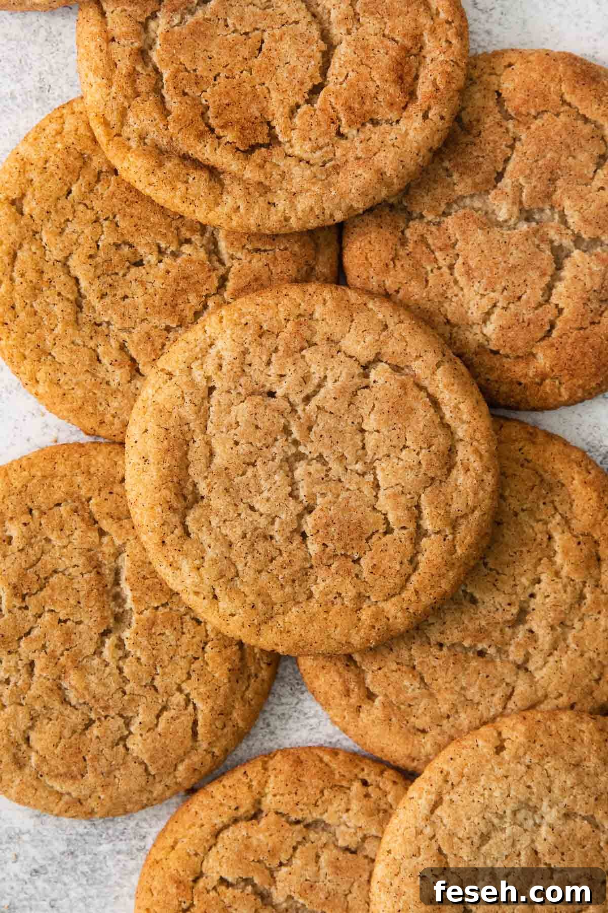 almond flour snickerdoodles laid on a countertop