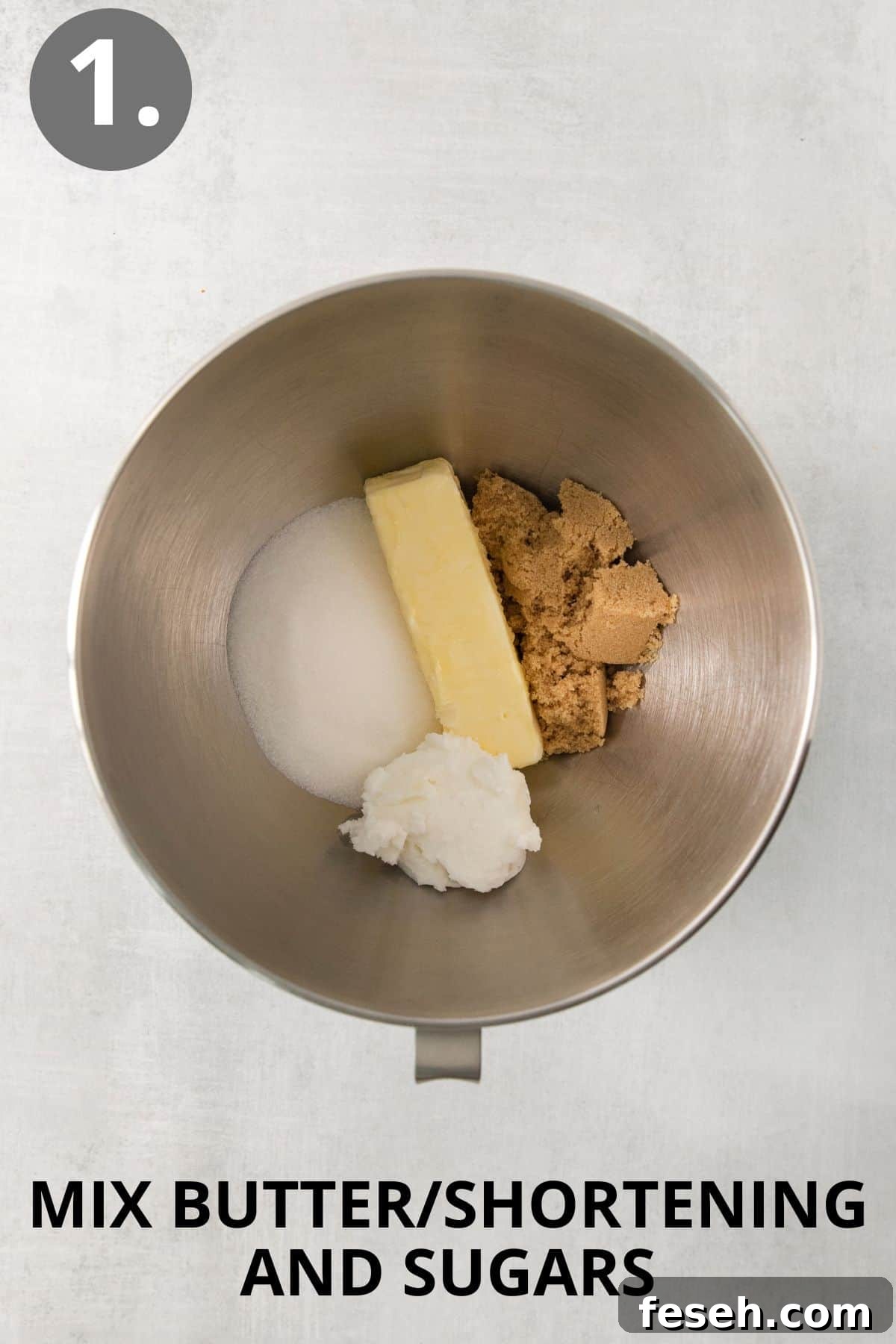 Butter and sugar in a mixing bowl