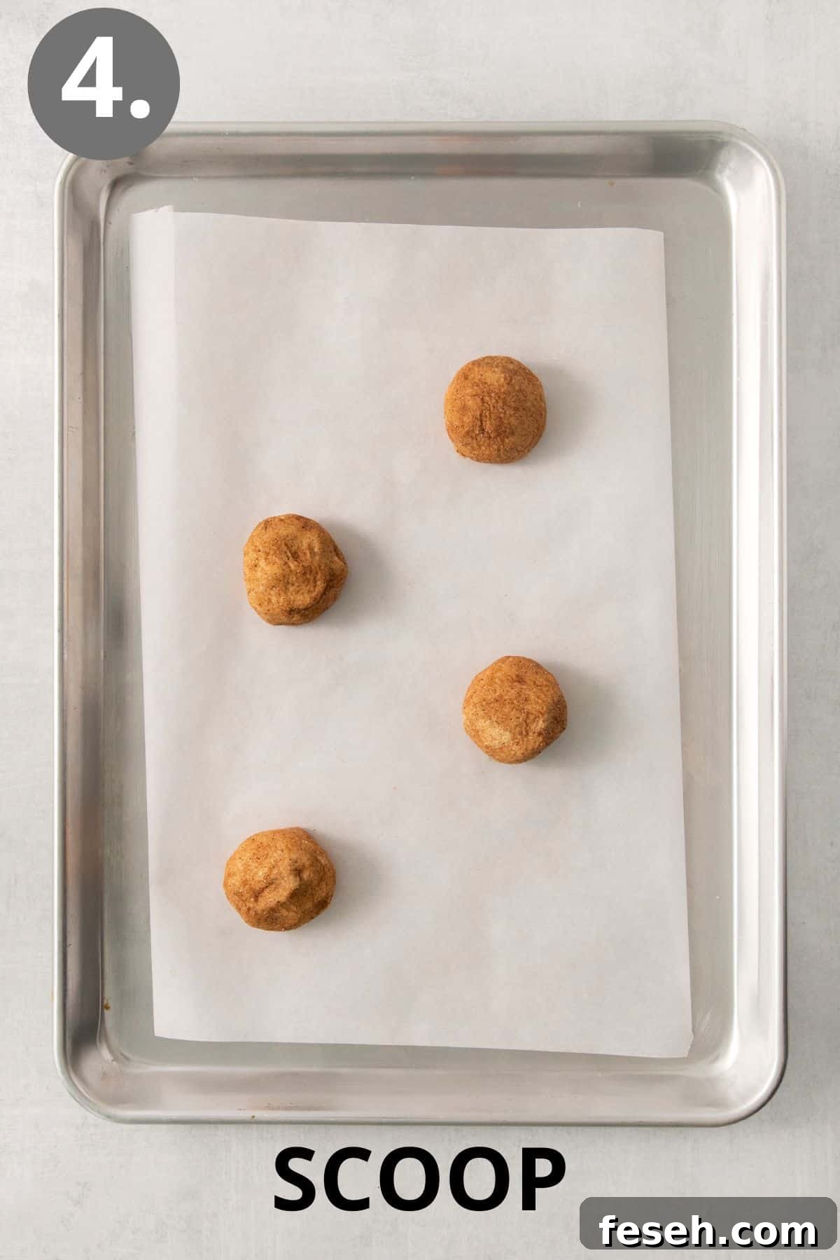 almond flour snickerdoodle dough on a baking sheet