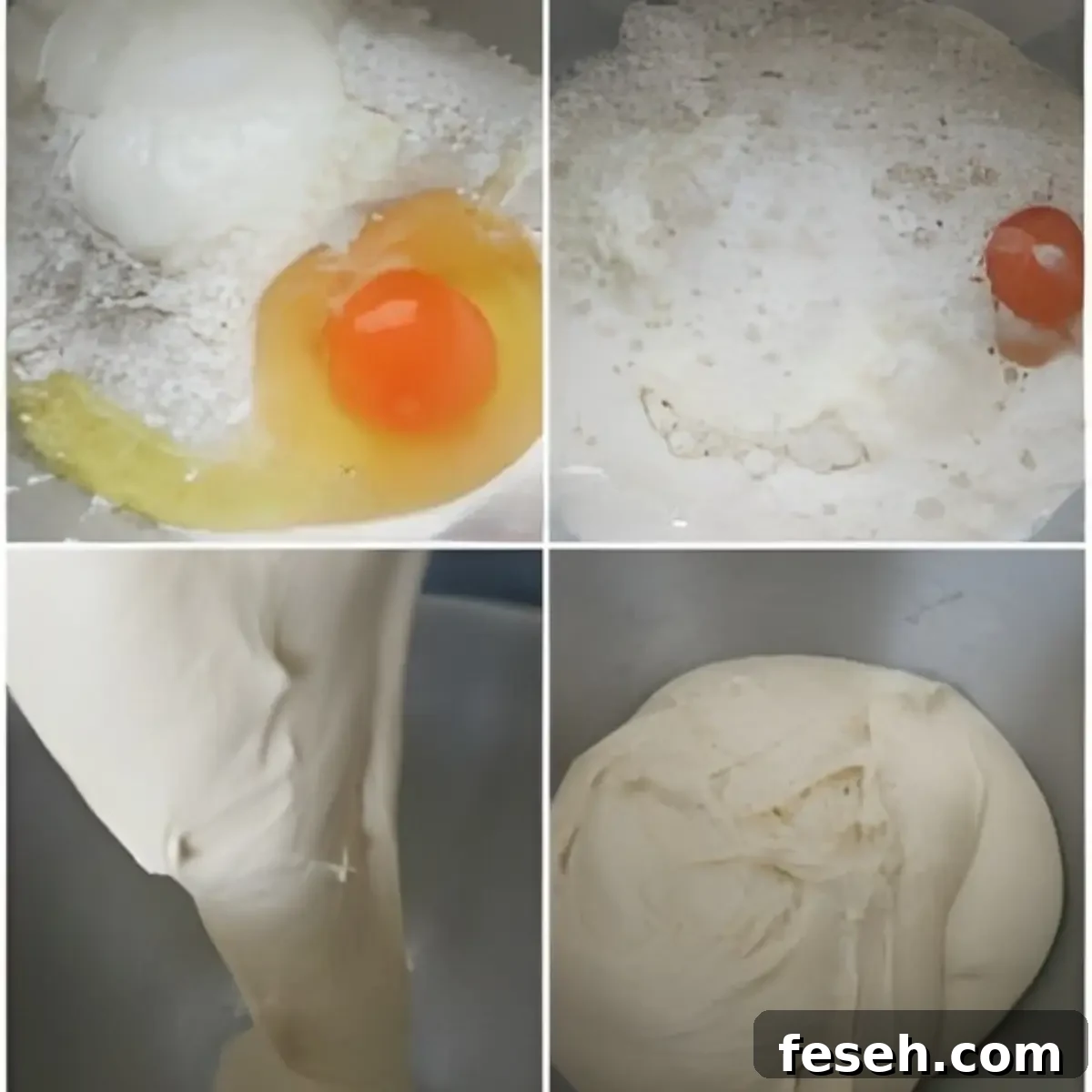 Smooth and elastic croissant dough after kneading.