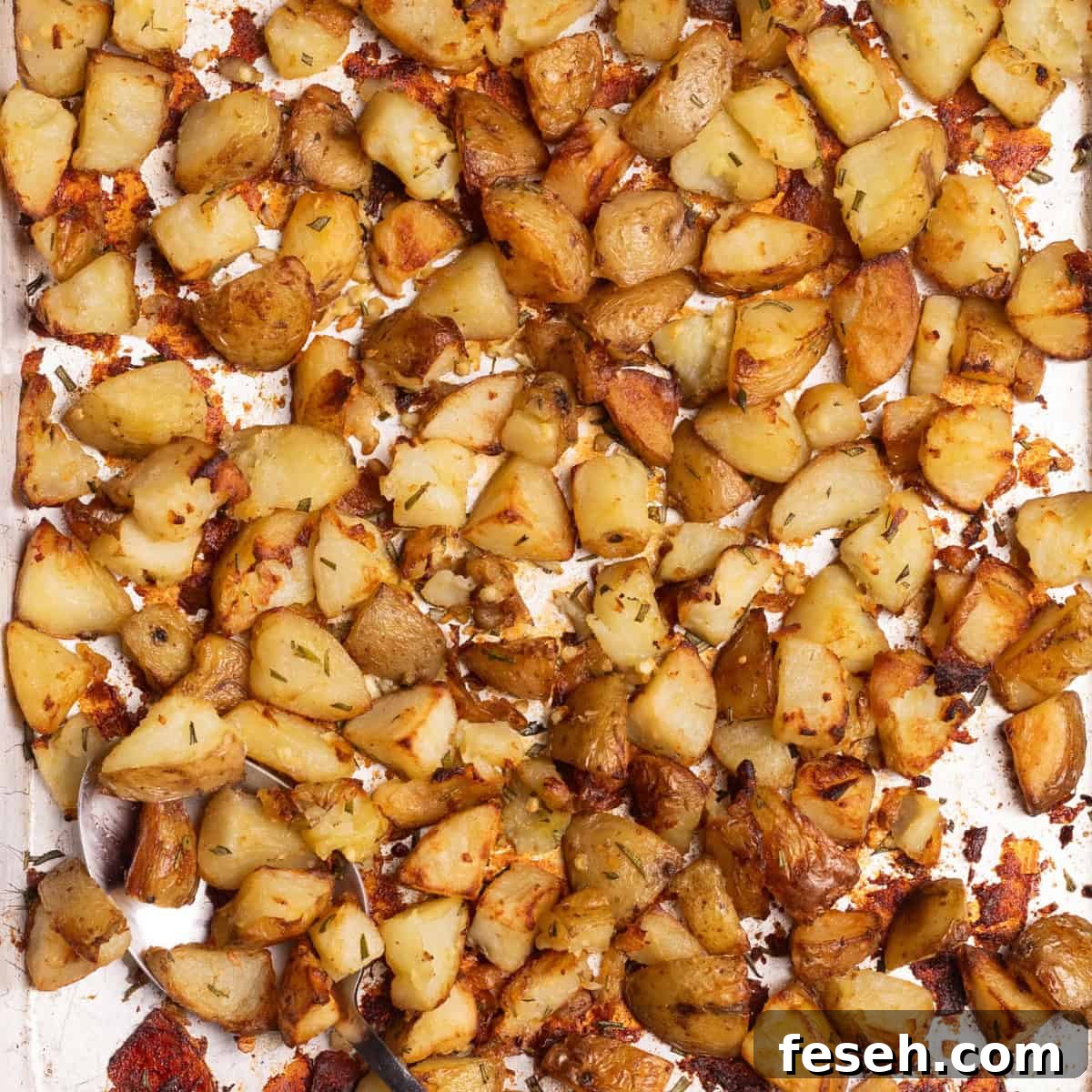 Parmentier potatoes close up on a baking tray.