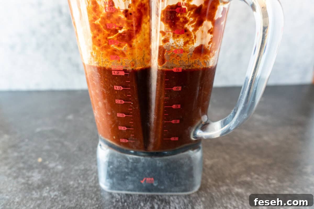 enchilada sauce blended in blender.