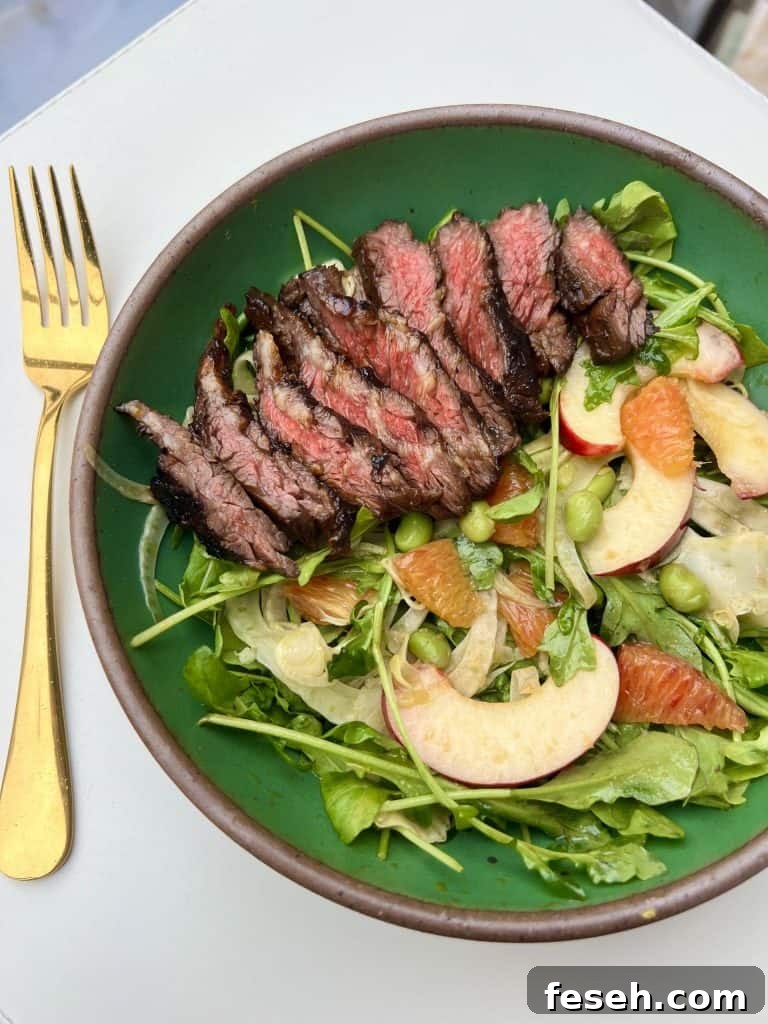 Asian marinated skirt steak with citrus arugula salad