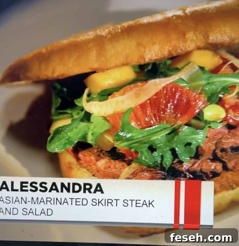 Sliced skirt steak on board