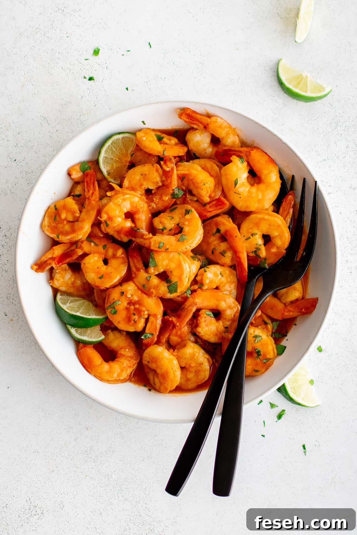 Sriracha shrimp in a bowl