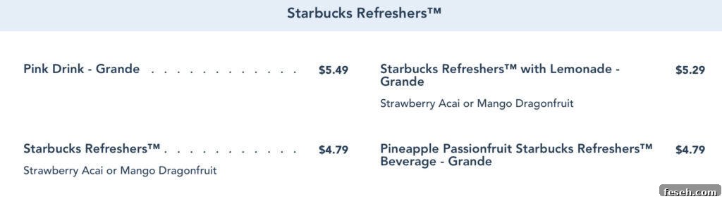 Refreshers menu from Creature Comforts.