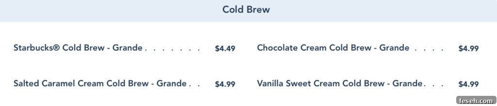 cold brew menu from Creature Comforts.