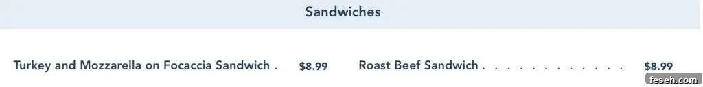 lunch sandwich menu from Creature Comforts.