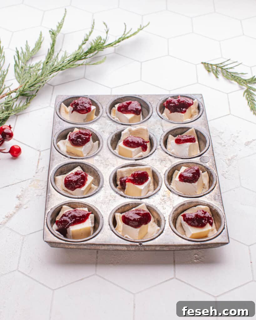 Brie appetizer before baking.