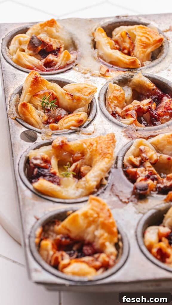 Up-close shot of baked brie appetizer.