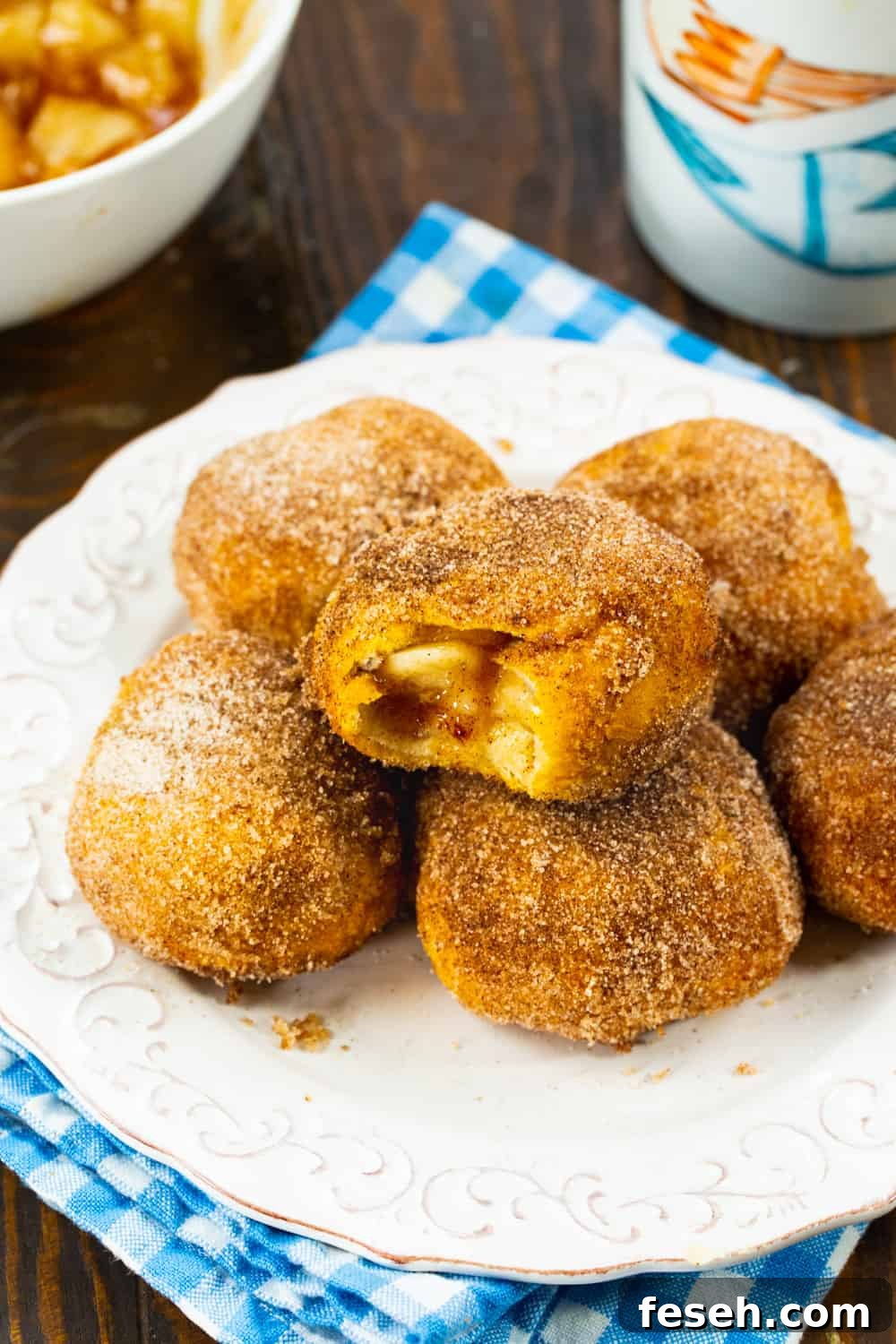 Apple Pie Stuffed Biscuits on a plate.