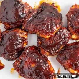 close up shot of BBQ Chicken Thighs on a plate