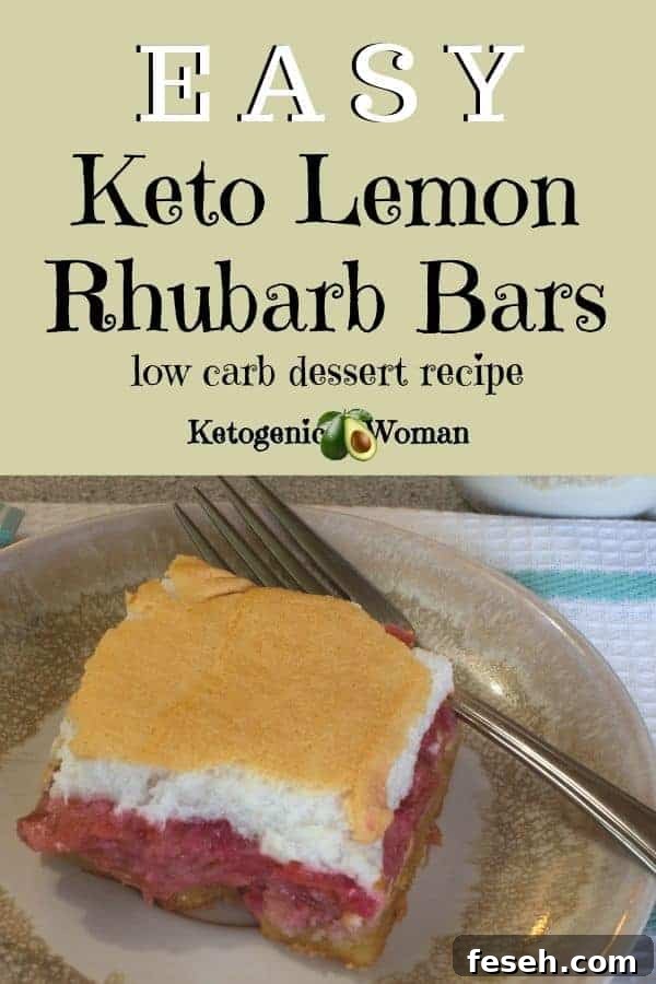 Easy low carb keto rhubarb lemon bars recipe. Delicious keto desserts.
