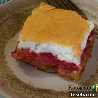 Rhubarb Meringue Slice on plate