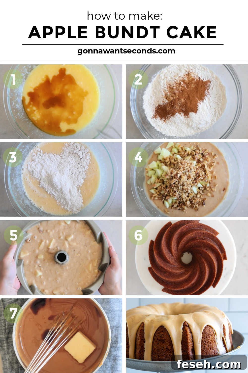 Step by step how to make apple bundt cake