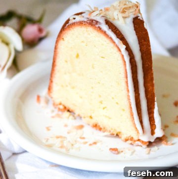 A slice of Coconut Pound Cake