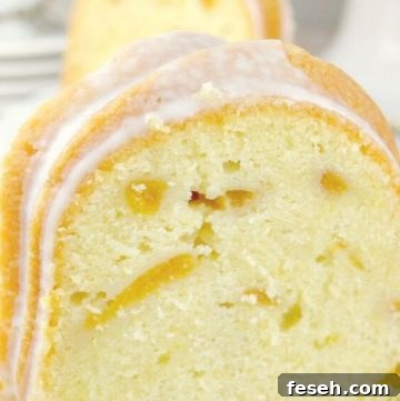 A slice of peach pound cake