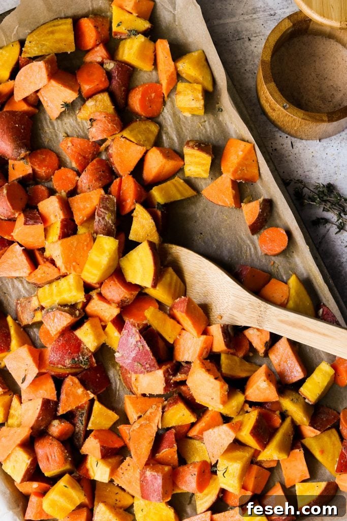 sheet pan root vegetables before getting roasted