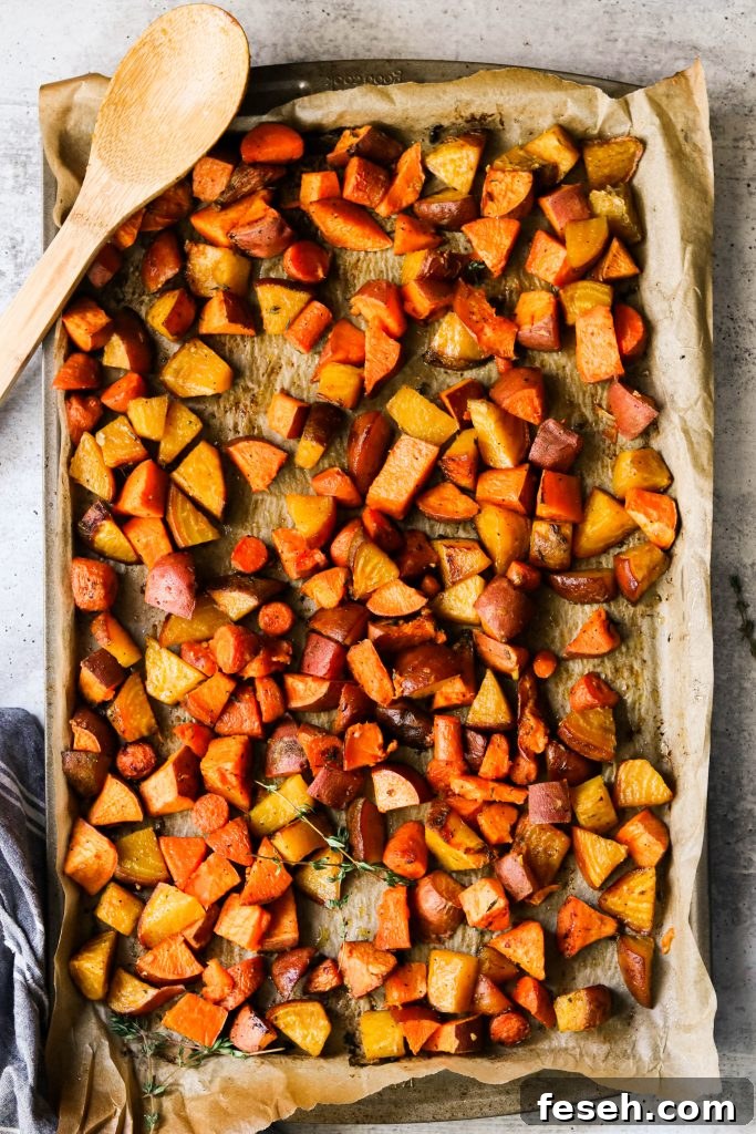 sheet pan root vegetables roasted and tender