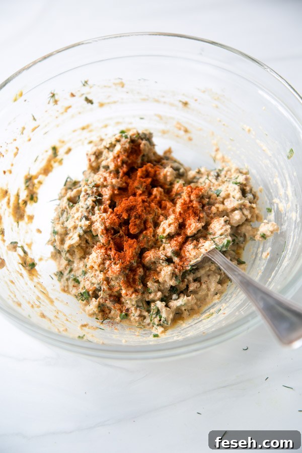 canned salmon mixture in a bowl for patties