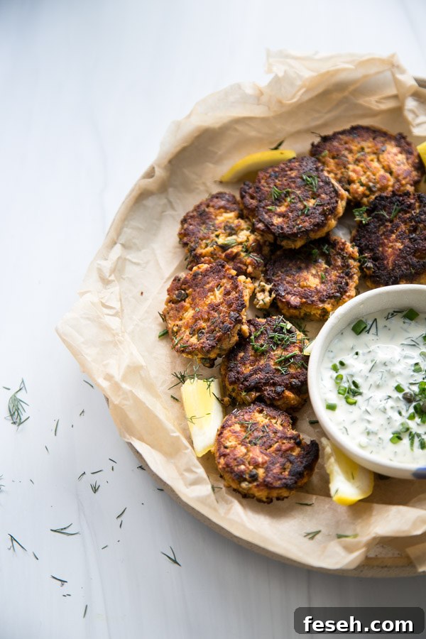 pan fried easy canned salmon cakes on a platter