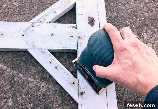 sanding vintage screen door