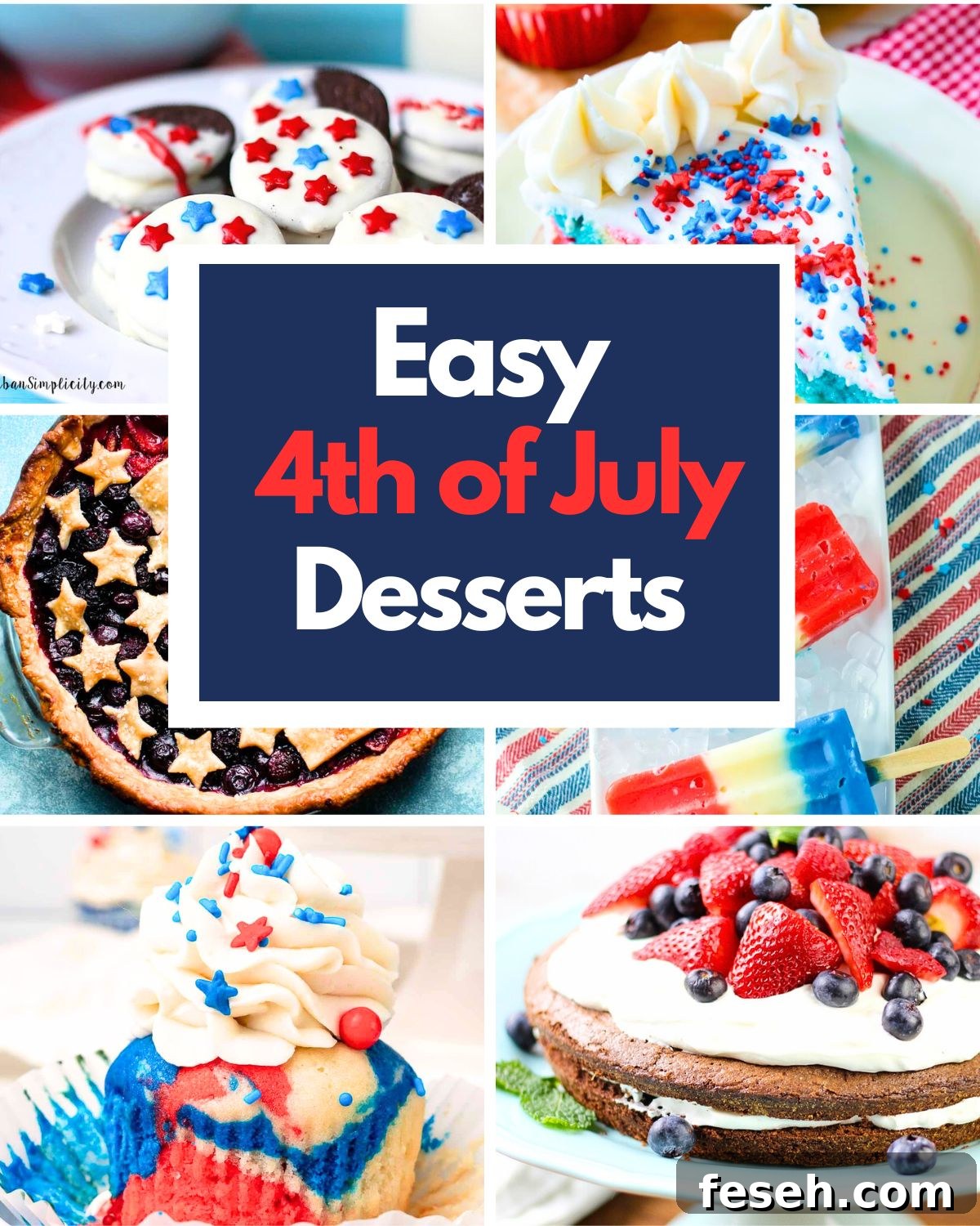 A collection of 4th of July desserts.
