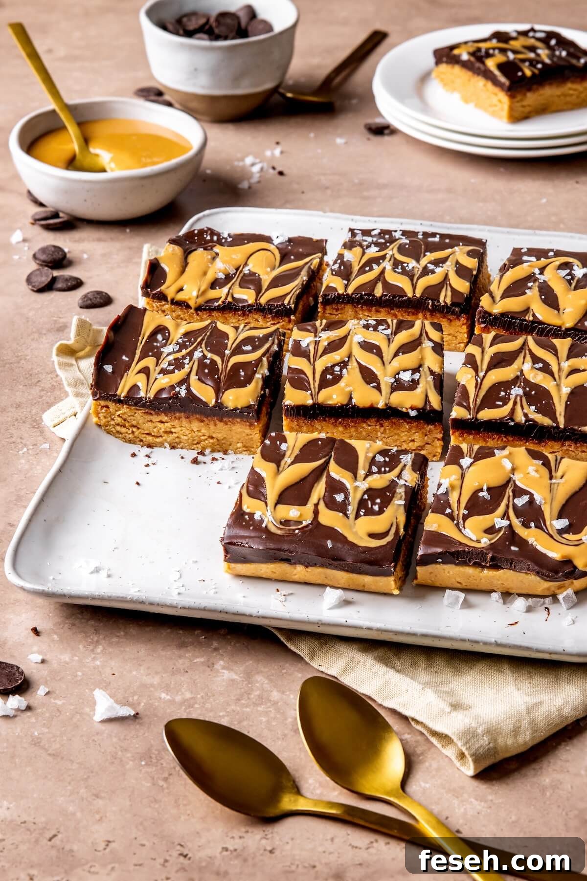 No Bake Peanut Butter Cookie Dough Bars with Chocolate Ganache - Olivia Adriance