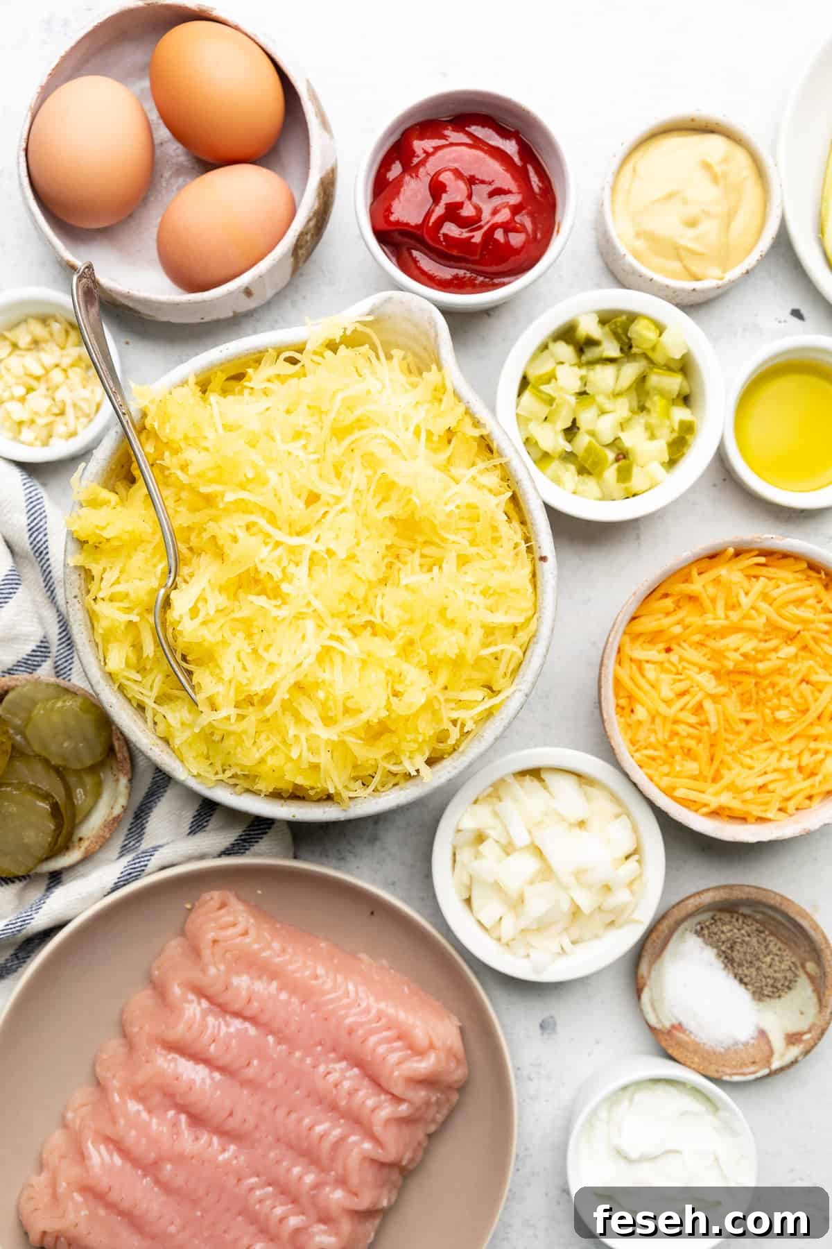 ingredients for spaghetti squash cheeseburger bake