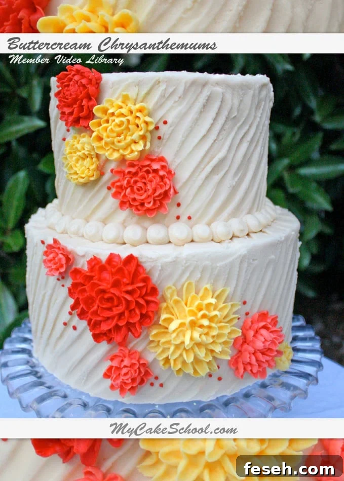 Buttercream Chrysanthemums! Member Video Library- MyCakeSchool.com