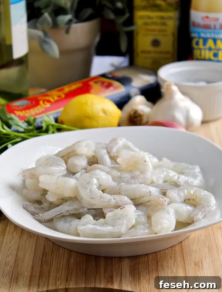 Raw shrimp surrounded by ingredients